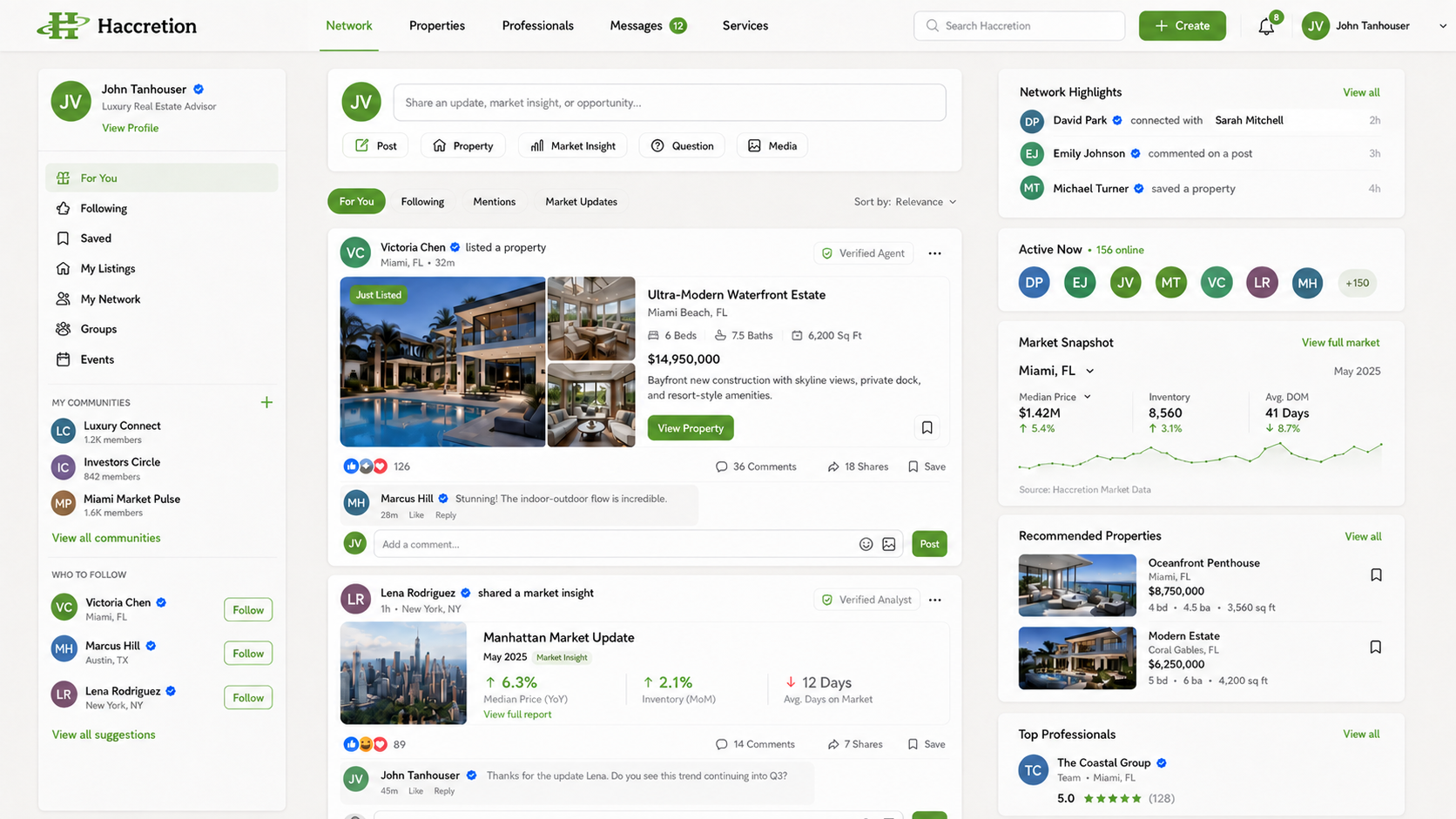 Haccretion real estate social feed interface concept
