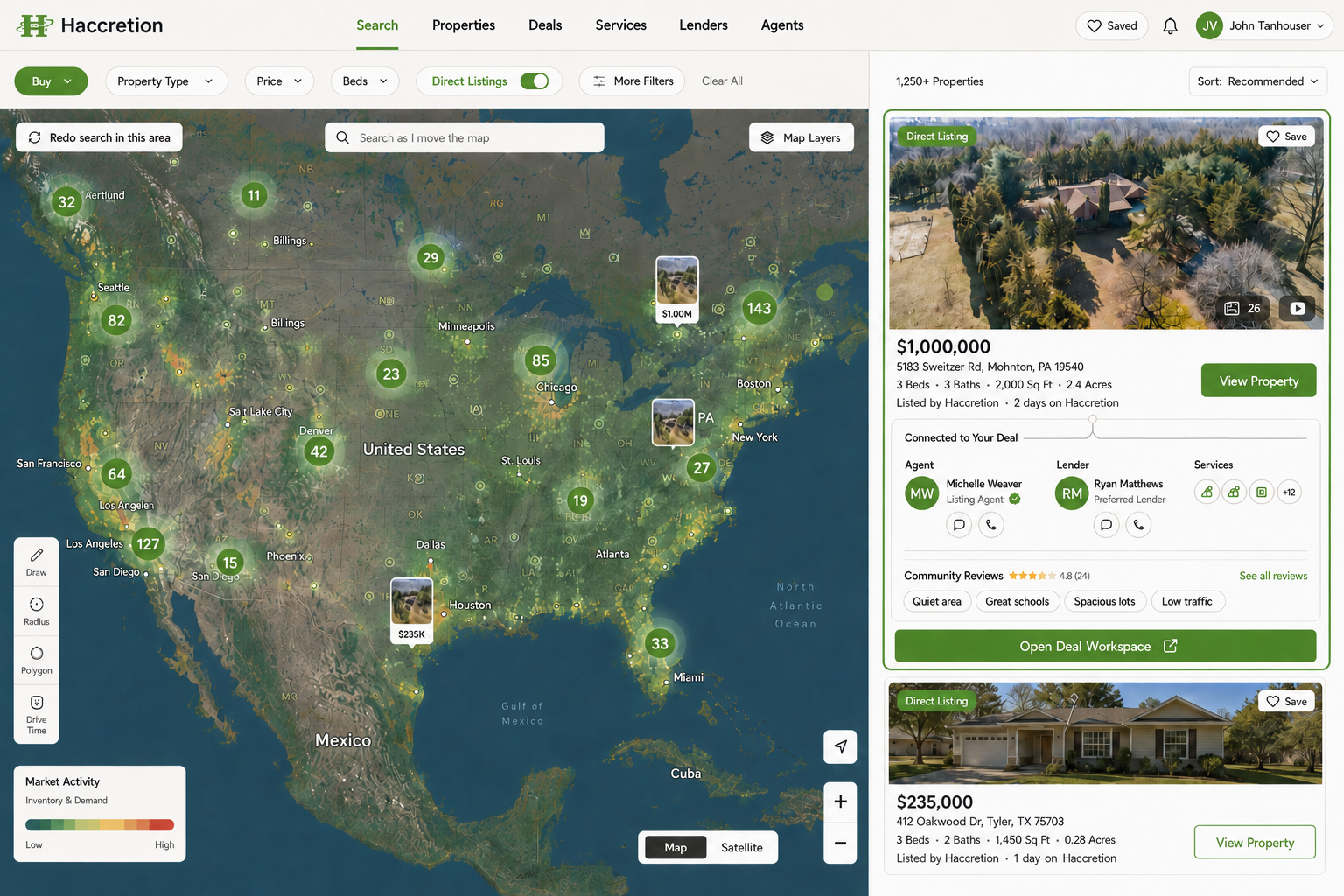 Haccretion property map and connected property search